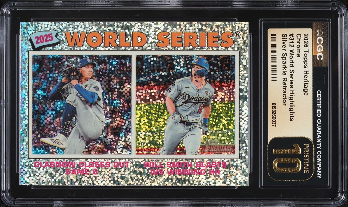 2026 Topps Heritage Chrome Silver Sparkle Refractor World Series Highlights #312 CGC 10