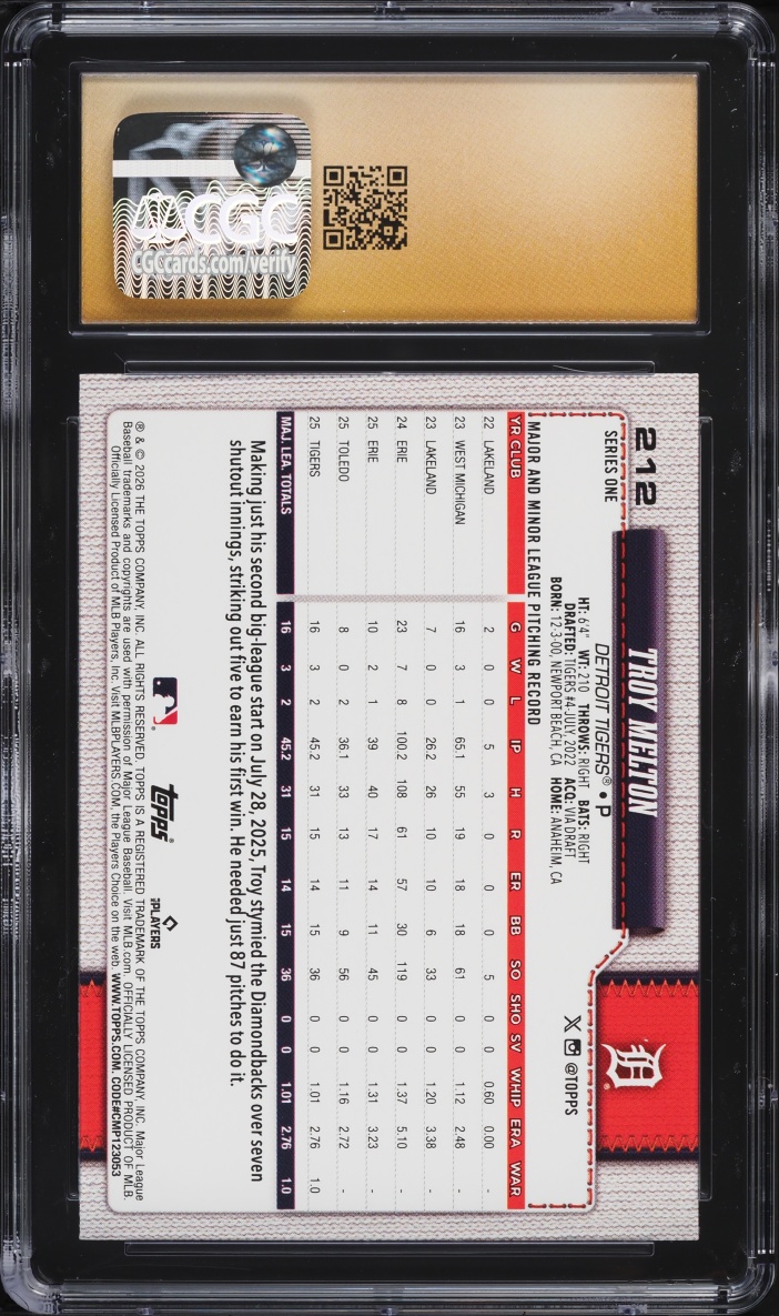 2026 Topps Foil Pattern Troy Melton ROOKIE #212 CGC 10 PRISTINE