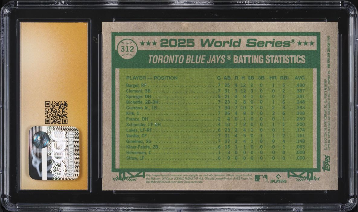 2026 Topps Heritage Chrome Silver Sparkle Refractor World Series Highlights #312 CGC 10