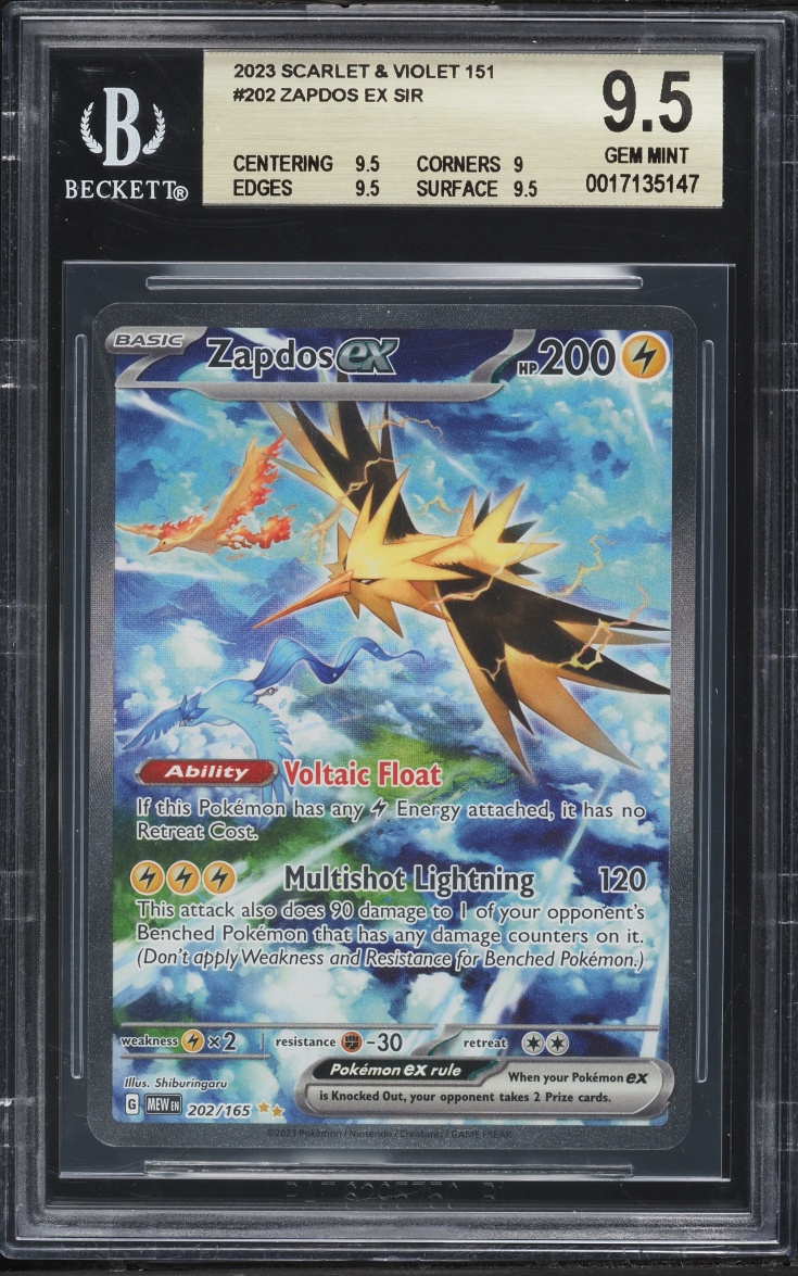 2023 Pokemon Scarlet & Violet 151 SIR Zapdos EX #202 BGS 9.5 GEM MINT