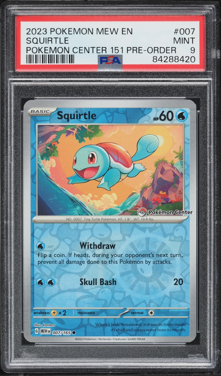 2023 Pokemon Scarlet & Violet 151 Center Pre-Order Reverse Holo Squirtle #7 PSA 9 MINT