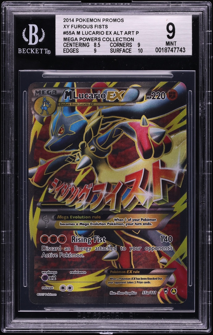 2014 Pokemon XY Furious Fists Mega Powers Collection Full Art M Lucario Ex #55a BGS 9 MINT