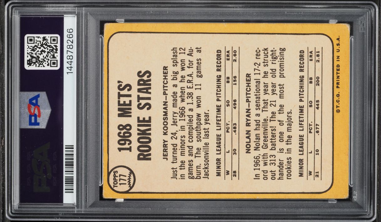 1968 Topps Nolan Ryan ROOKIE #177 PSA 2 GD