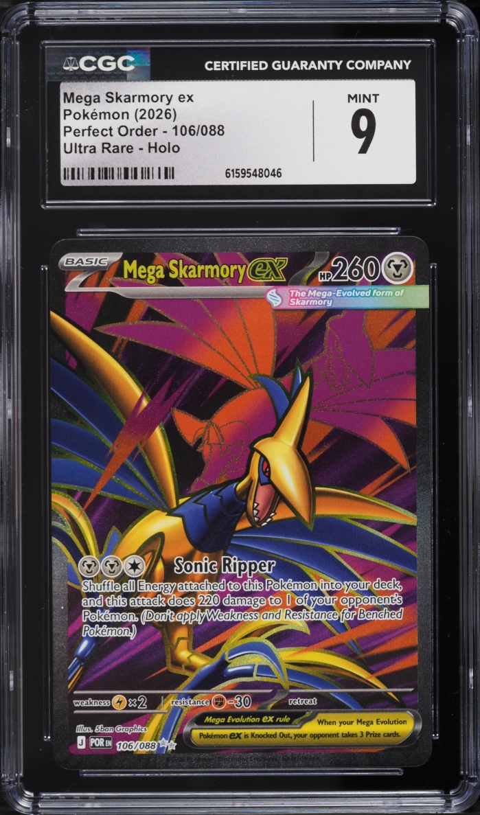 2026 Pokemon Mega Evolution Perfect Order Full Art Mega Skarmory EX #106 CGC 9 MINT
