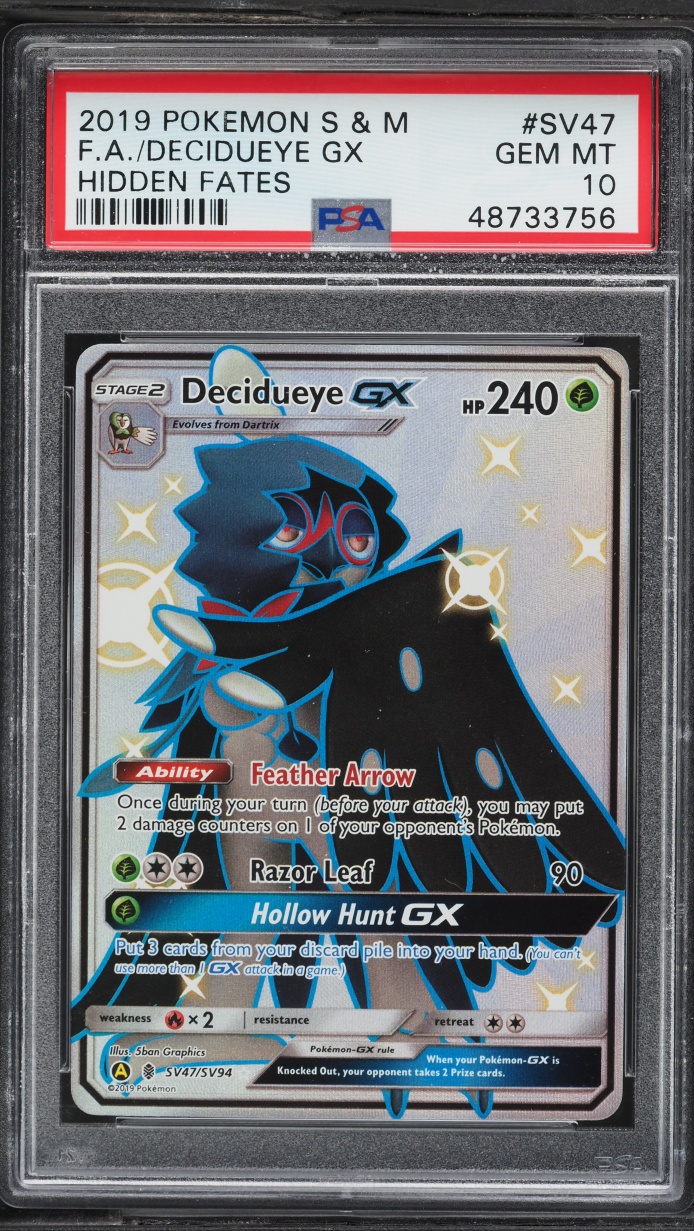 2019 Pokemon Sun & Moon Hidden Fates Shiny Vault Full Art Decidueye GX #SV47 PSA 10 GEM MINT