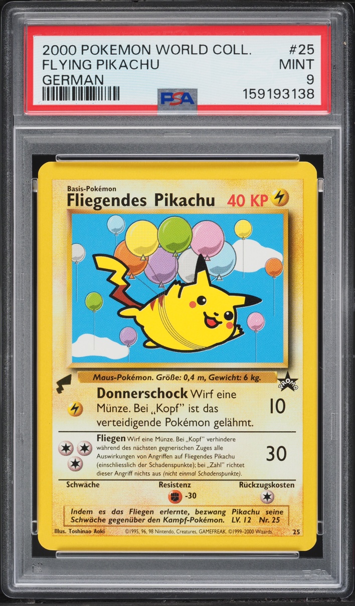 2000 Pokemon German Promo World Collection Flying Pikachu #25 PSA 9 MINT