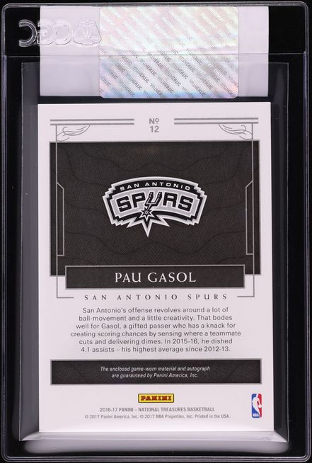 2016 Panini National Treasures Pau Gasol NBA LOGOMAN PATCH AUTO 1/1 #12 CGC AUTH