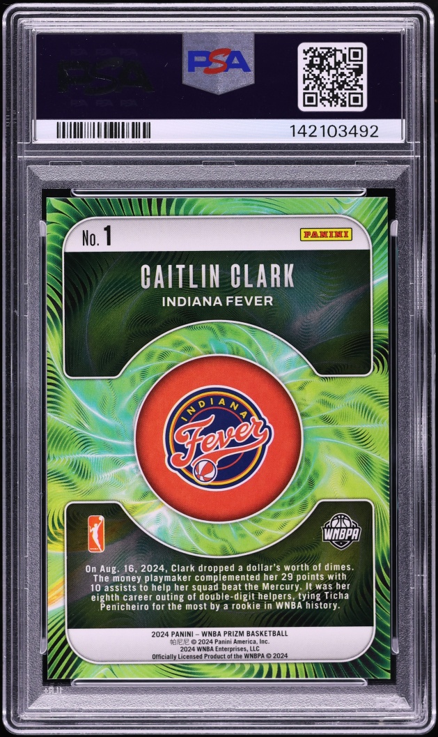 2024 Panini Prizm WNBA Fractal Caitlin Clark ROOKIE #1 PSA 8 NM-MT