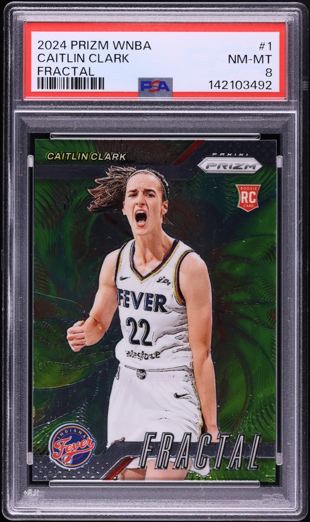 2024 Panini Prizm WNBA Fractal Caitlin Clark ROOKIE #1 PSA 8 NM-MT