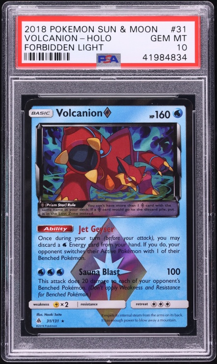 2018 Pokemon Sun & Moon Forbidden Light Holo Volcanion #31 PSA 10 GEM MINT