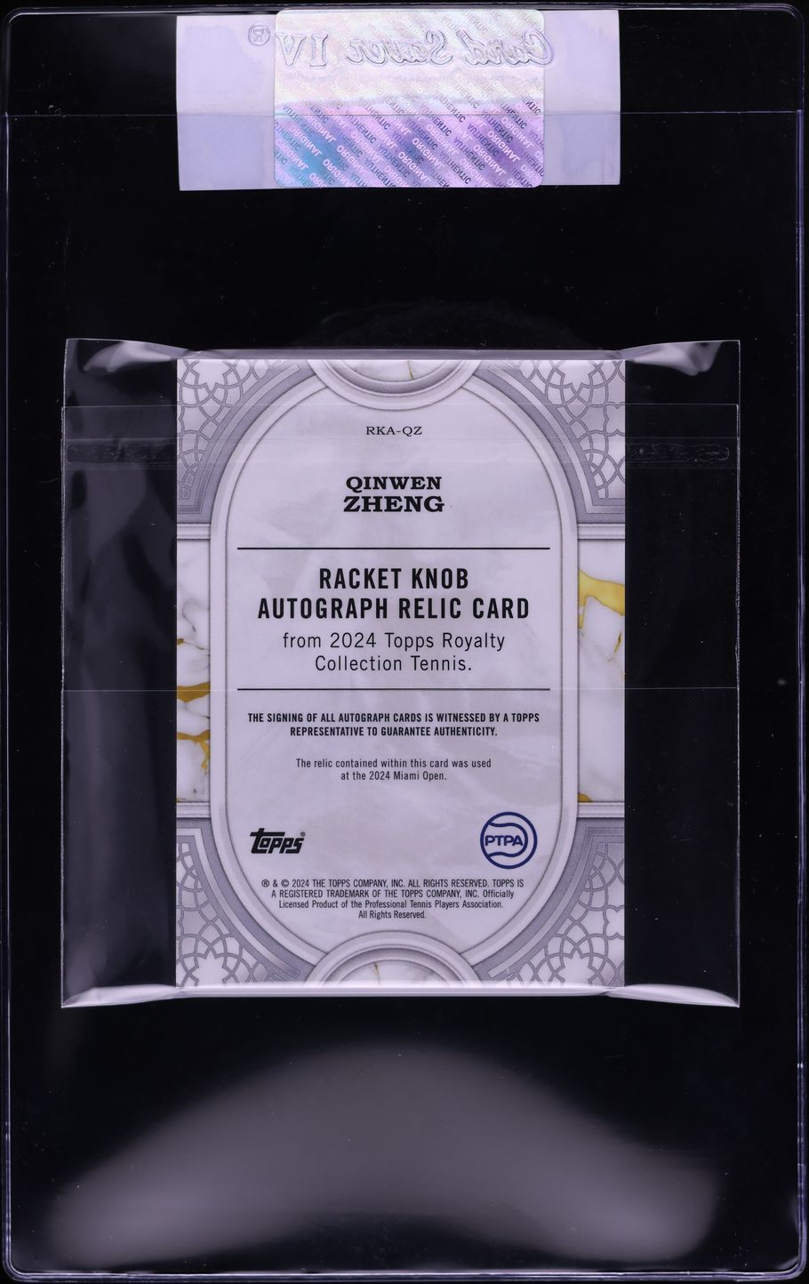 2024 Topps Royalty Qinwen Zheng ROOKIE KNOB PATCH AUTO 1/1 #RKA-QZ CGC AUTH