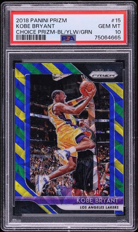 2018 Panini Prizm Choice Blue Yellow Green Kobe Bryant #15 PSA 10 GEM MINT