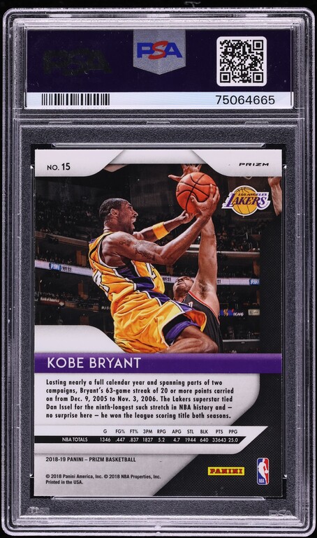 2018 Panini Prizm Choice Blue Yellow Green Kobe Bryant #15 PSA 10 GEM MINT