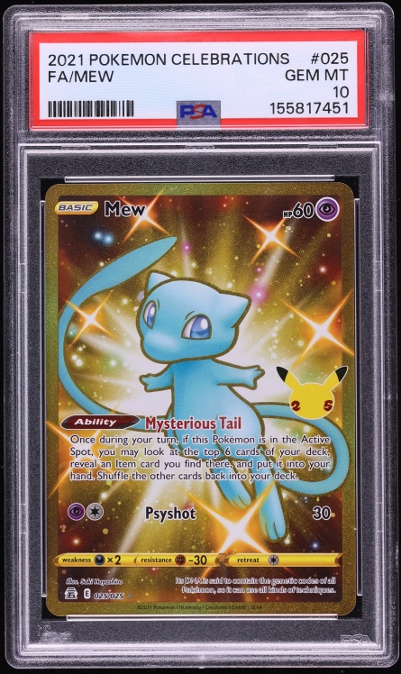 2021 Pokemon Sword & Shield Celebrations Gold Rare Shiny Mew #25 PSA 10 GEM MINT