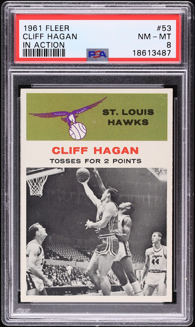 1961 Fleer Basketball Cliff Hagan IN ACTION #53 PSA 8 NM-MT