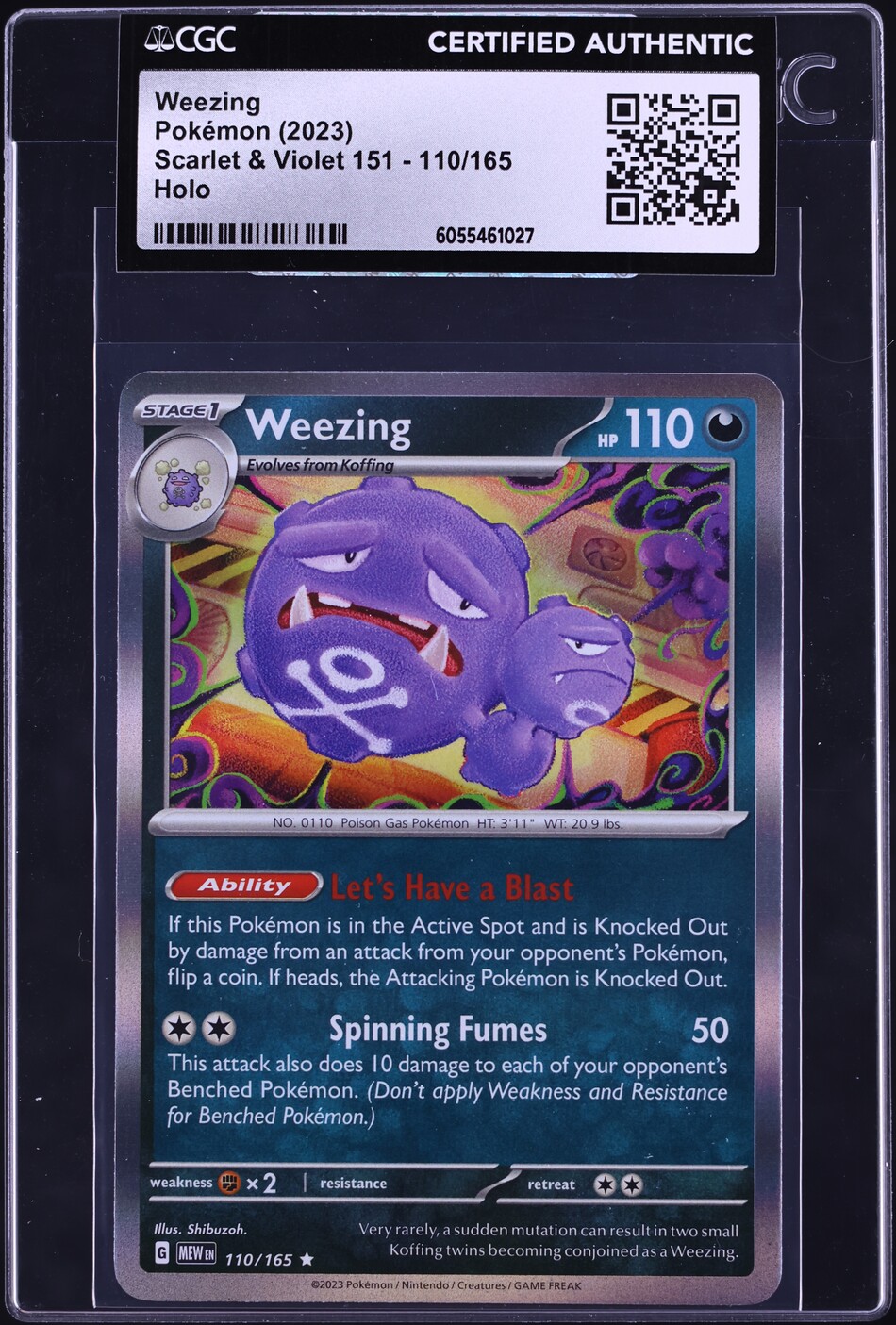 2023 Pokemon Scarlet & Violet 151 Holo Weezing #110 CGC AUTH