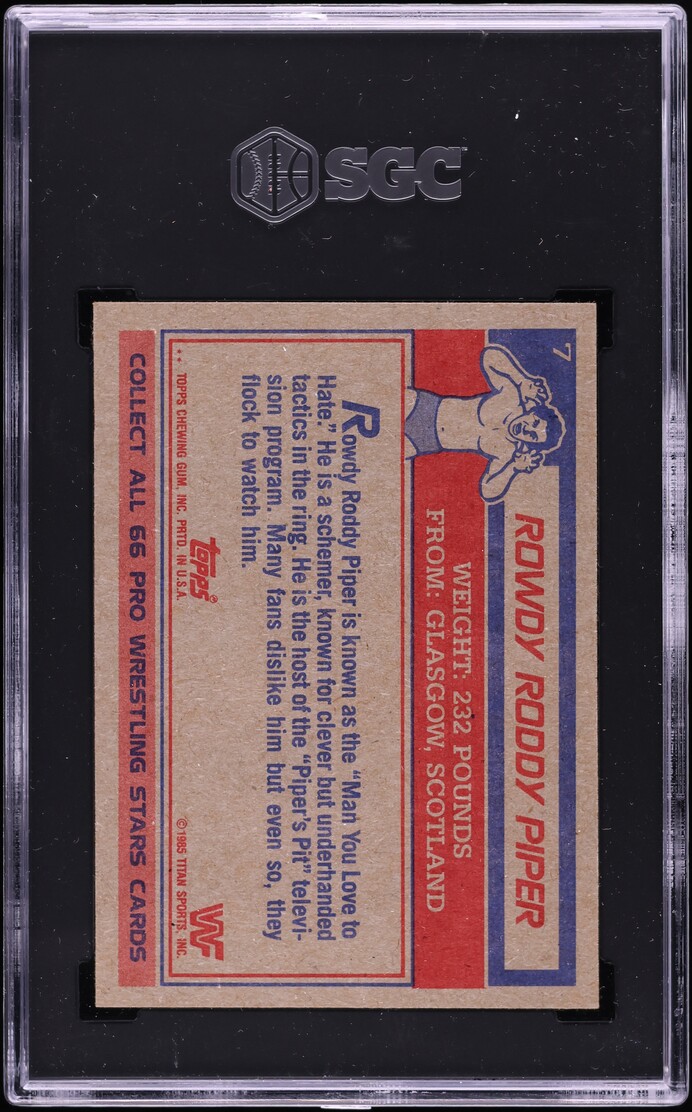 1985 Topps WWF Wrestling Rowdy Roddy Piper #7 SGC 9 MINT