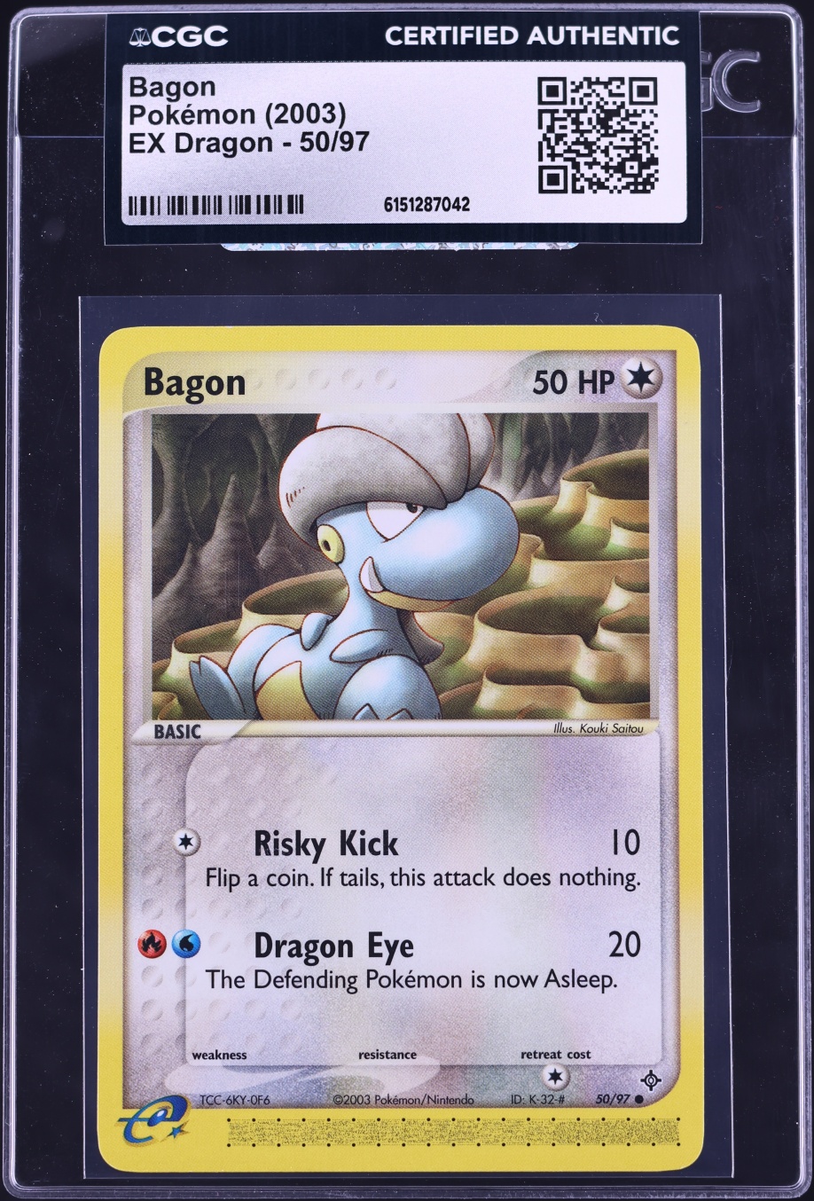 2003 Pokemon EX Dragon Bagon #50 CGC AUTH