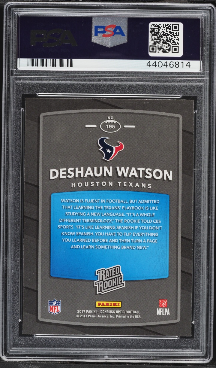 2017 Donruss Optic Deshaun Watson ROOKIE #195 PSA 9 MINT