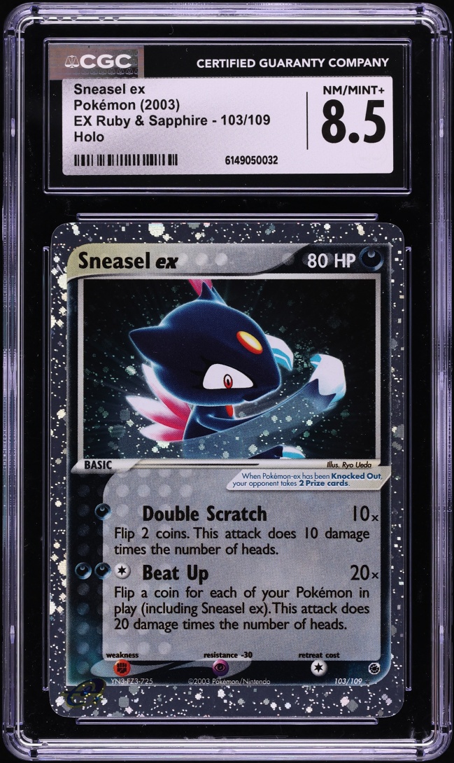 2003 Pokemon EX Ruby & Sapphire Holo Sneasel EX #103 CGC 8.5 NM-MT+