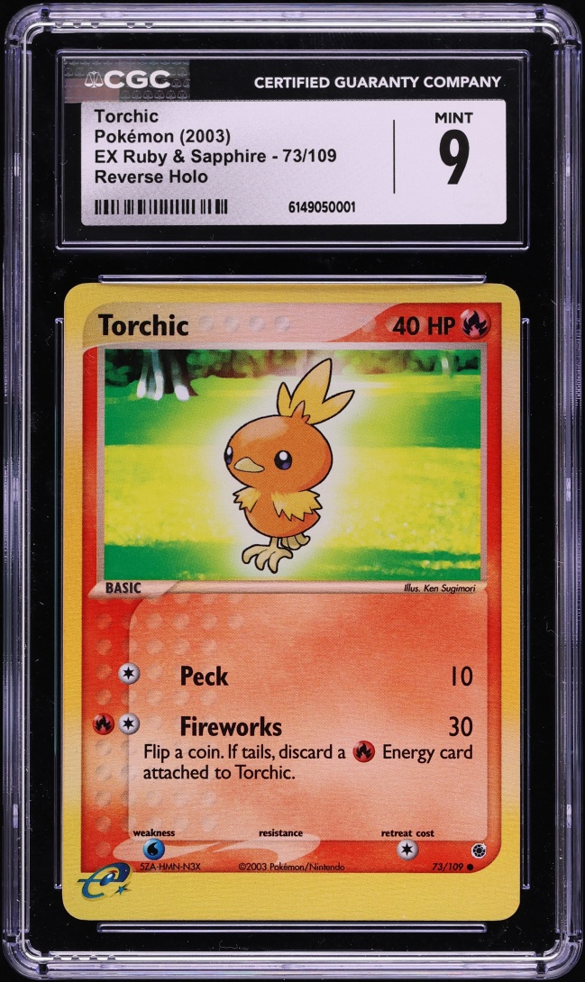 2003 Pokemon EX Ruby & Sapphire Reverse Holo Torchic #73 CGC 9 MINT