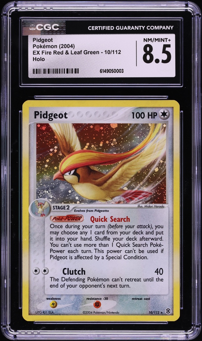 2004 Pokemon EX Fire Red & Leaf Green Holo Pidgeot #10 CGC 8.5 NM-MT+