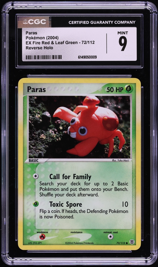 2004 Pokemon EX Fire Red & Leaf Green Reverse Holo Paras #72 CGC 9 MINT