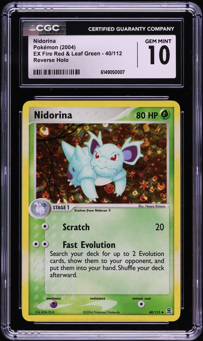 2004 Pokemon EX Fire Red & Leaf Green Reverse Holo Nidorina #40 CGC 10 GEM MINT