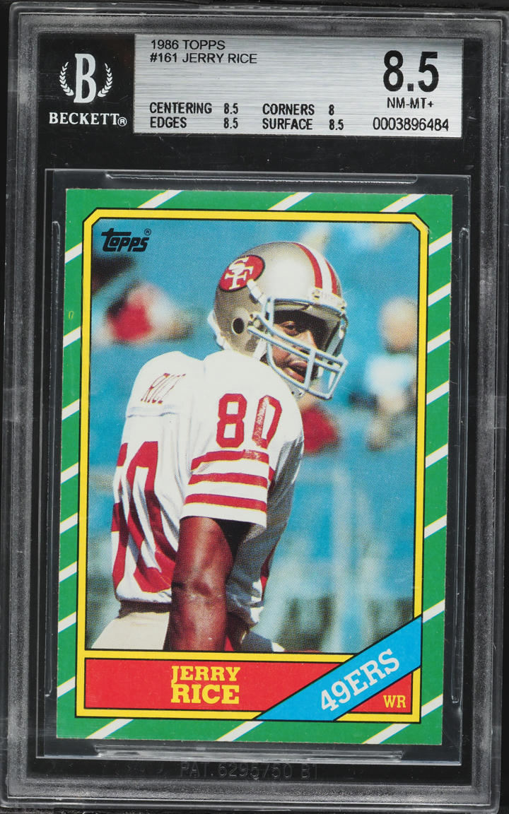 1986 Topps Football Jerry Rice ROOKIE #161 BGS 8.5 NM-MT+ on Fanatics ...