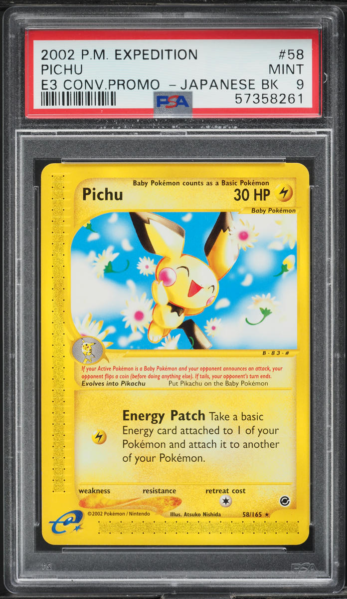 2002 Pokemon Expedition E3 Promo Japanese Back Pichu #58 PSA 9 MINT