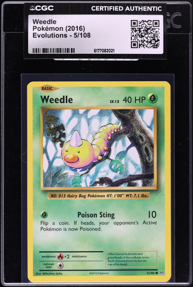 2016 Pokemon XY Evolutions Weedle #5 CGC AUTH