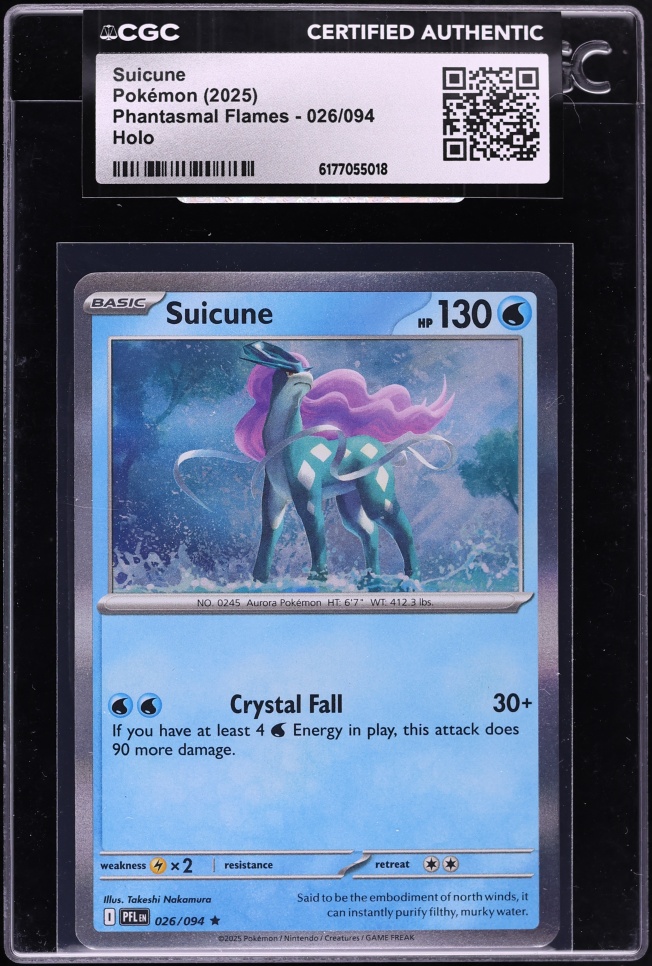 2025 Pokemon Mega Evolution Phantasmal Flames Holo Suicune #26 CGC AUTH