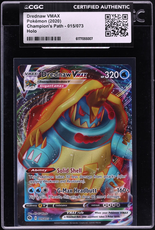 2020 Pokemon Sword & Shield Champion's Path Drednaw VMAX #15 CGC AUTH