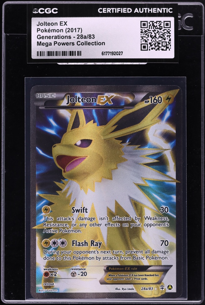 2017 Pokemon XY Generations Mega Powers Collection Full Art Jolteon EX #28a CGC AUTH