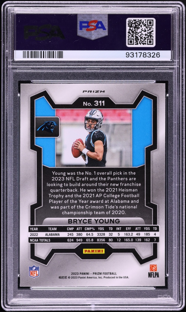 2023 Panini Prizm Silver Bryce Young ROOKIE #311 PSA 10 GEM MINT
