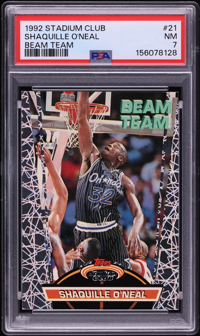 1992 Stadium Club Beam Team Non Die-Cut Shaquille O'Neal #21 PSA 7 NRMT