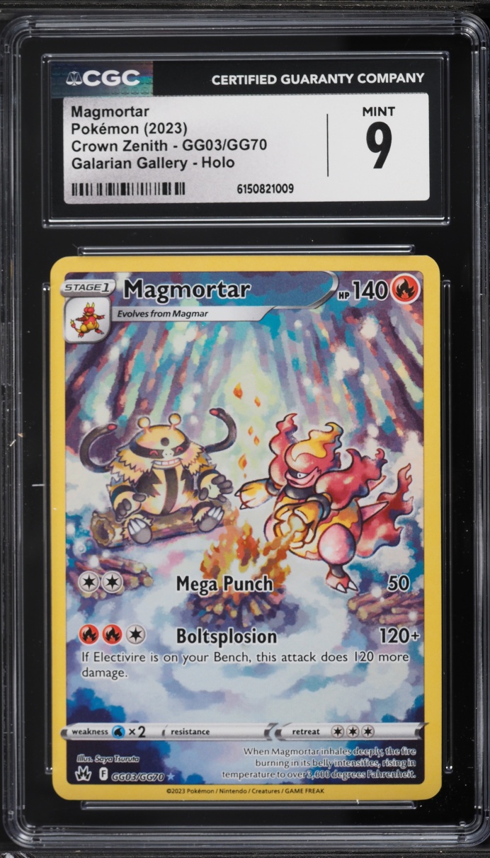 2023 Pokemon Sword & Shield Crown Zenith Alt Art Magmortar #GG03 CGC 9 MINT