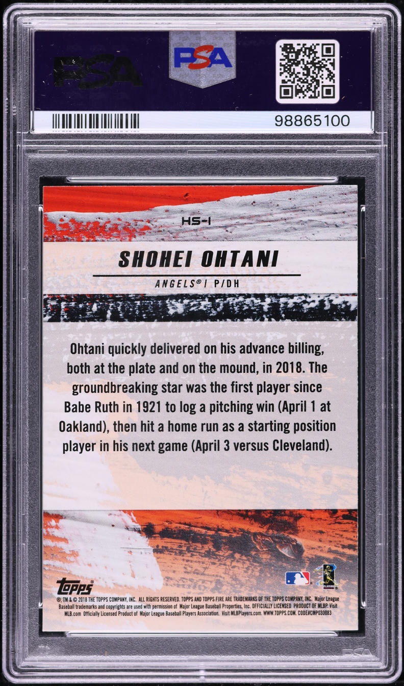 2020 Topps Transcendent VIP 18' Fire Gold Minted Shohei Ohtani /17 #HS-1 PSA 10