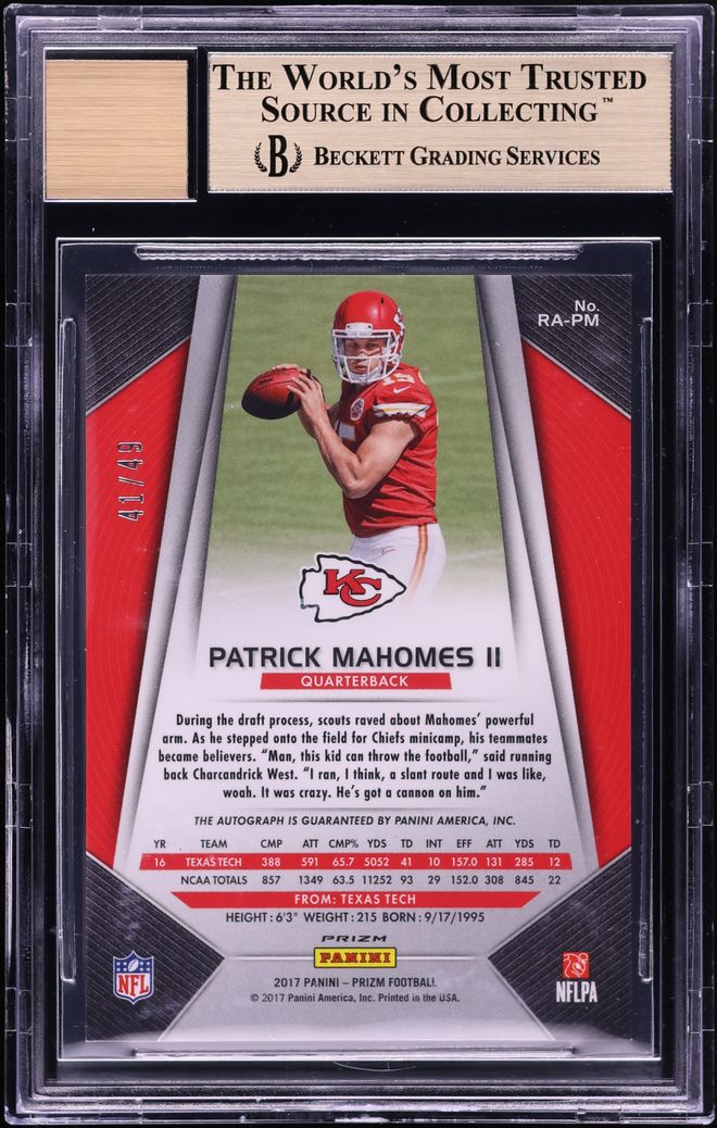 2017 Panini Prizm Red Power Patrick Mahomes II ROOKIE AUTO /49 #RAPM BGS 9.5 GEM MINT - Photo 2