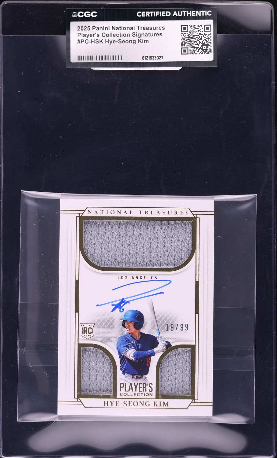 2025 National Treasures Player's Collection Hye-Seong Kim RC PATCH AUTO /99 #PC-HSK CGC AUTH