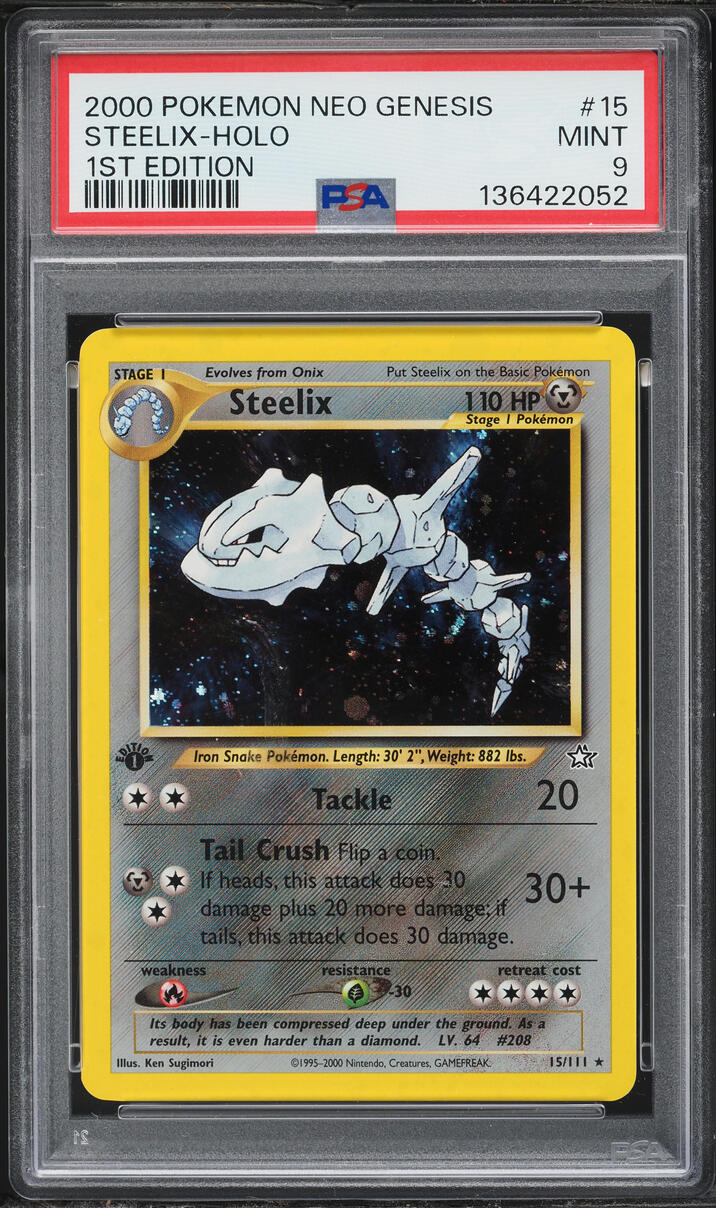 2000 Pokemon Neo Genesis 1st Edition Holo Steelix #15 PSA 9 MINT