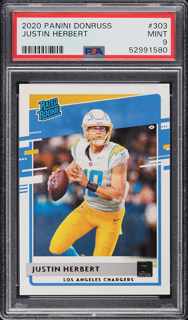 2020 Donruss Football Justin Herbert ROOKIE #303 PSA 9 MINT