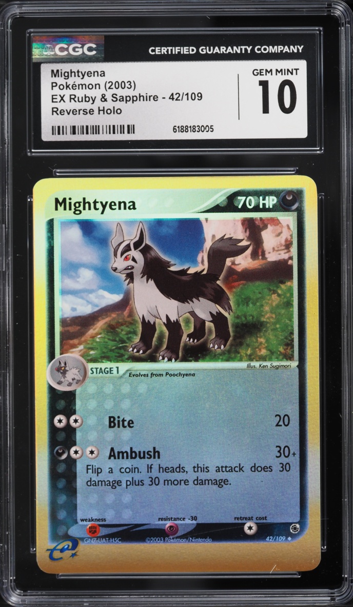 2003 Pokemon EX Ruby & Sapphire Reverse Holo Mightyena #42 CGC 10 GEM MINT