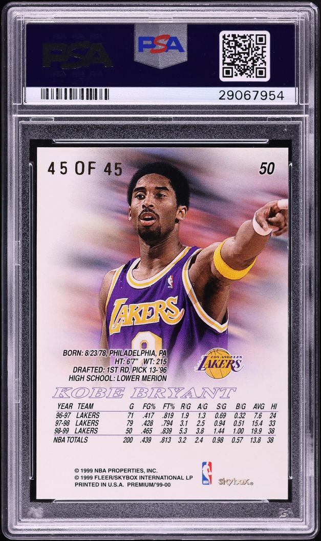 1999 Skybox Premium Star Rubies Kobe Bryant 45/45 #50 PSA 5 EX
