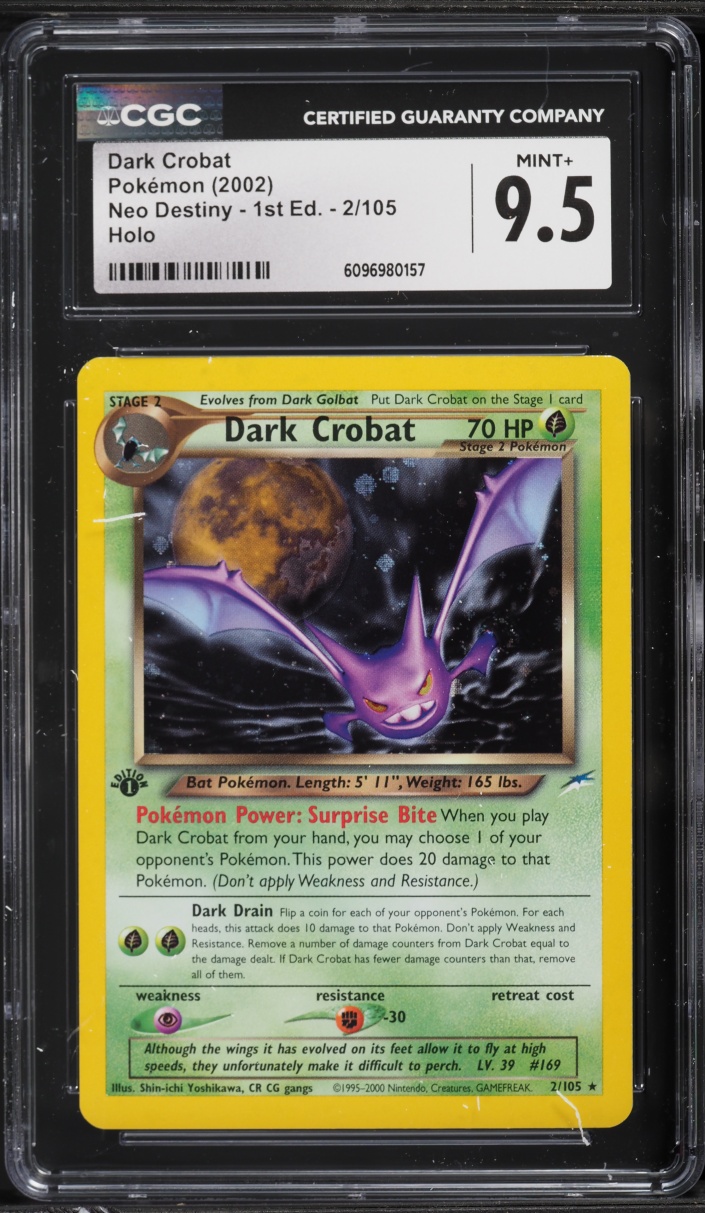 2002 Pokemon Neo Destiny 1st Edition Holo Dark Crobat #2 CGC 9.5 MINT+
