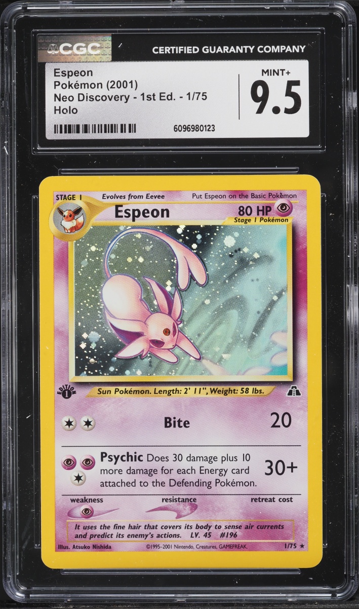 2001 Pokemon Neo Discovery 1st Edition Holo Espeon #1 CGC 9.5 MINT+