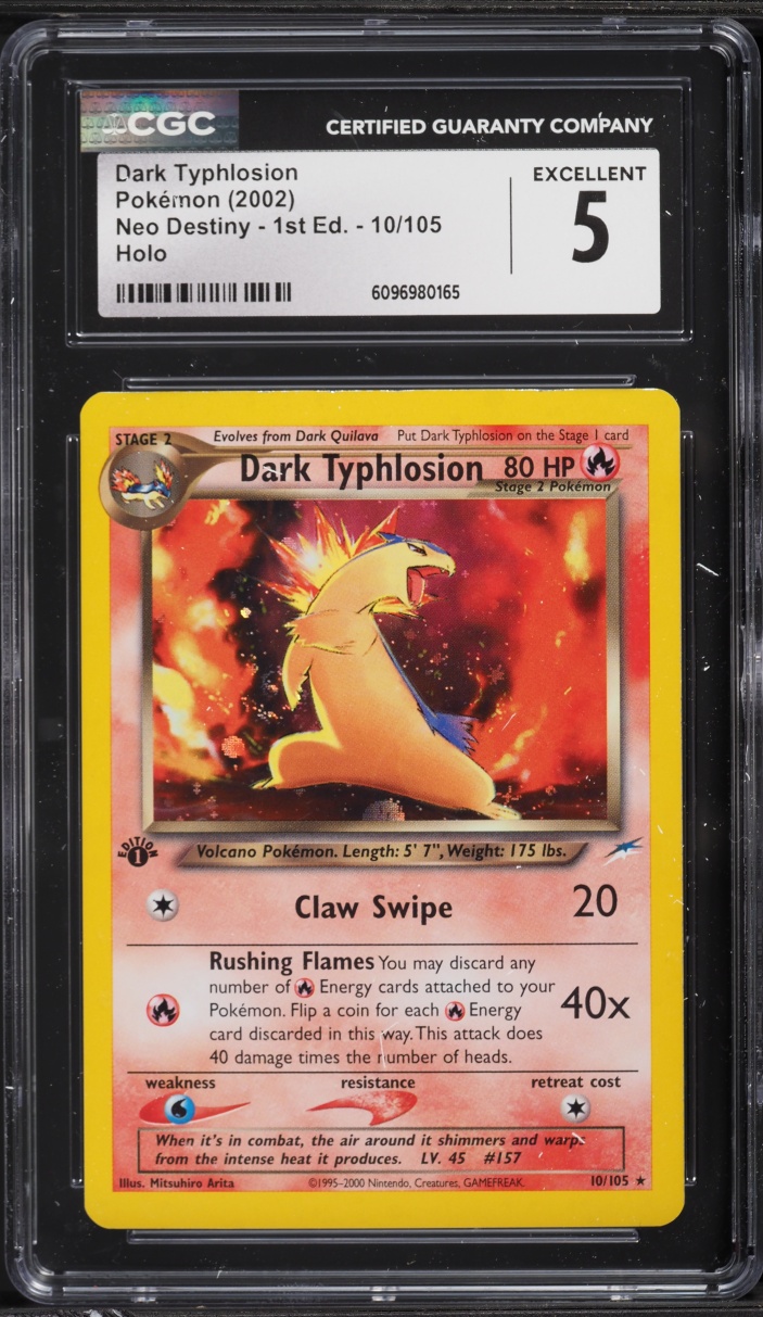 2002 Pokemon Neo Destiny 1st Edition Holo Dark Typhlosion #10 CGC 5 EX