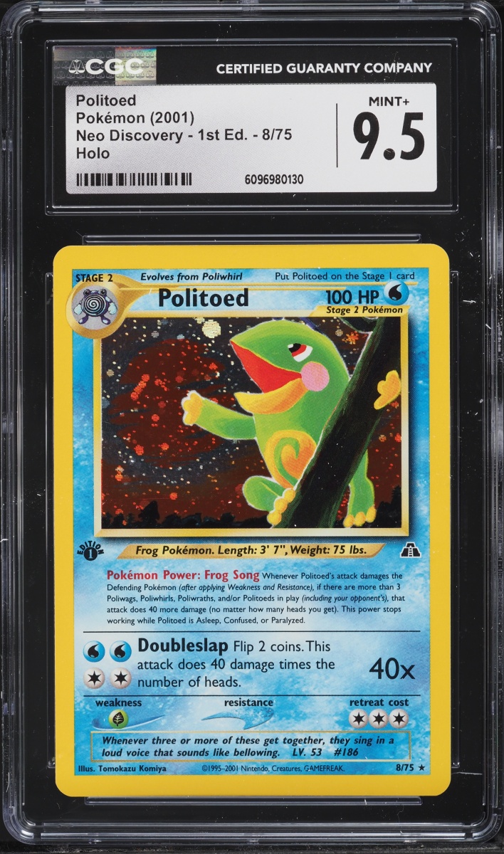 2001 Pokemon Neo Discovery 1st Edition Holo Politoed #8 CGC 9.5 MINT+