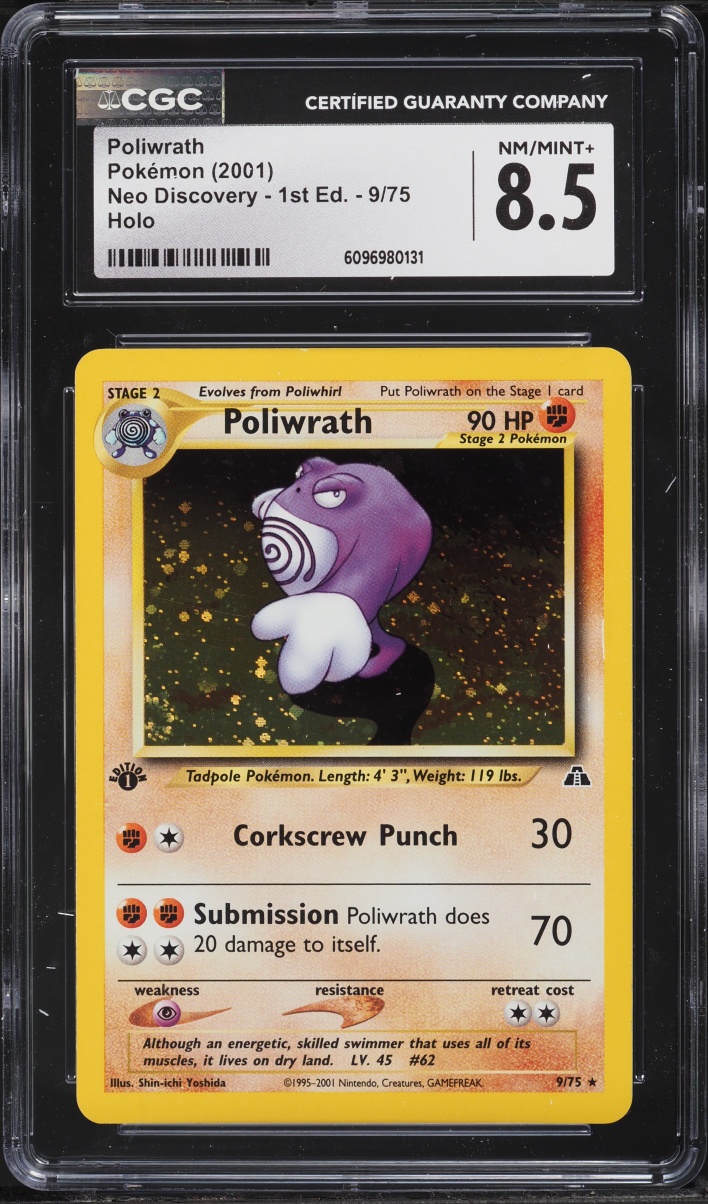 2001 Pokemon Neo Discovery 1st Edition Holo Poliwrath #9 CGC 8.5 NM-MT+