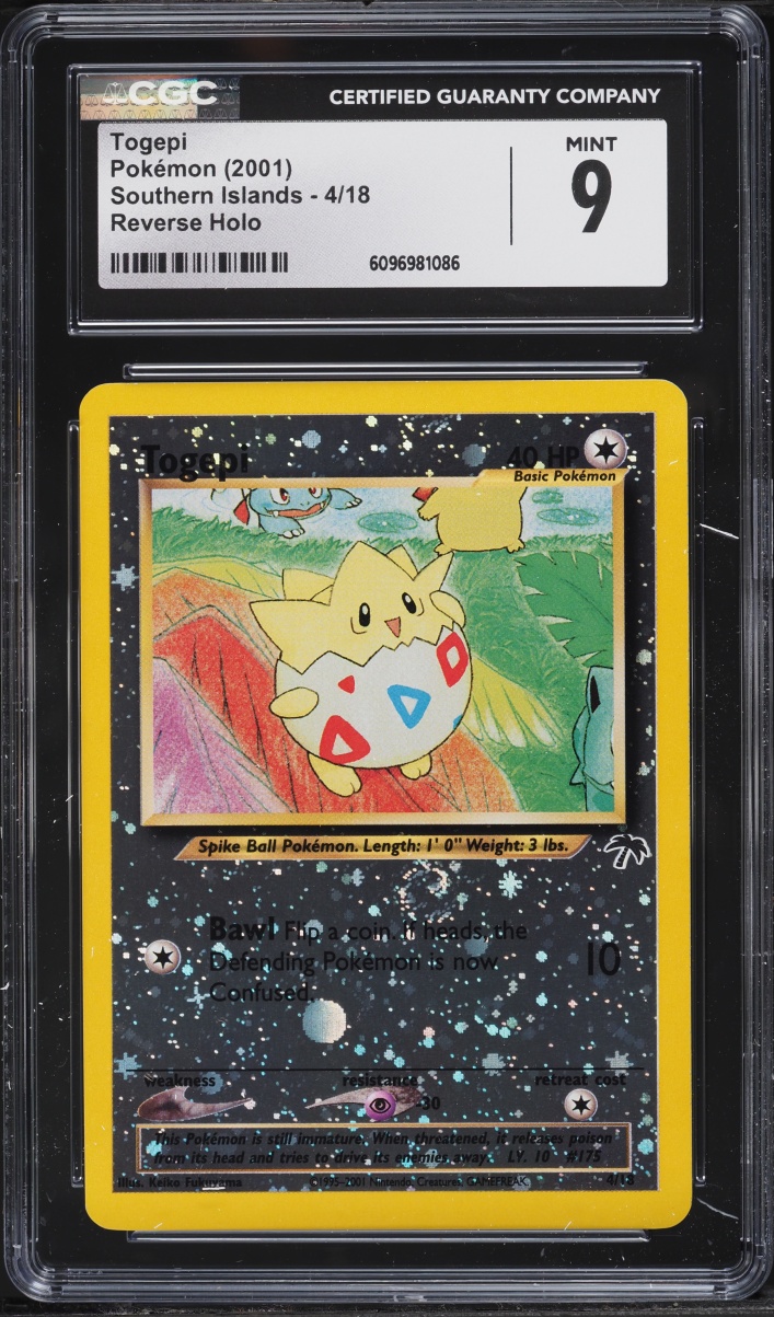 2001 Pokemon Southern Islands Reverse Holo Togepi #4 CGC 9 MINT